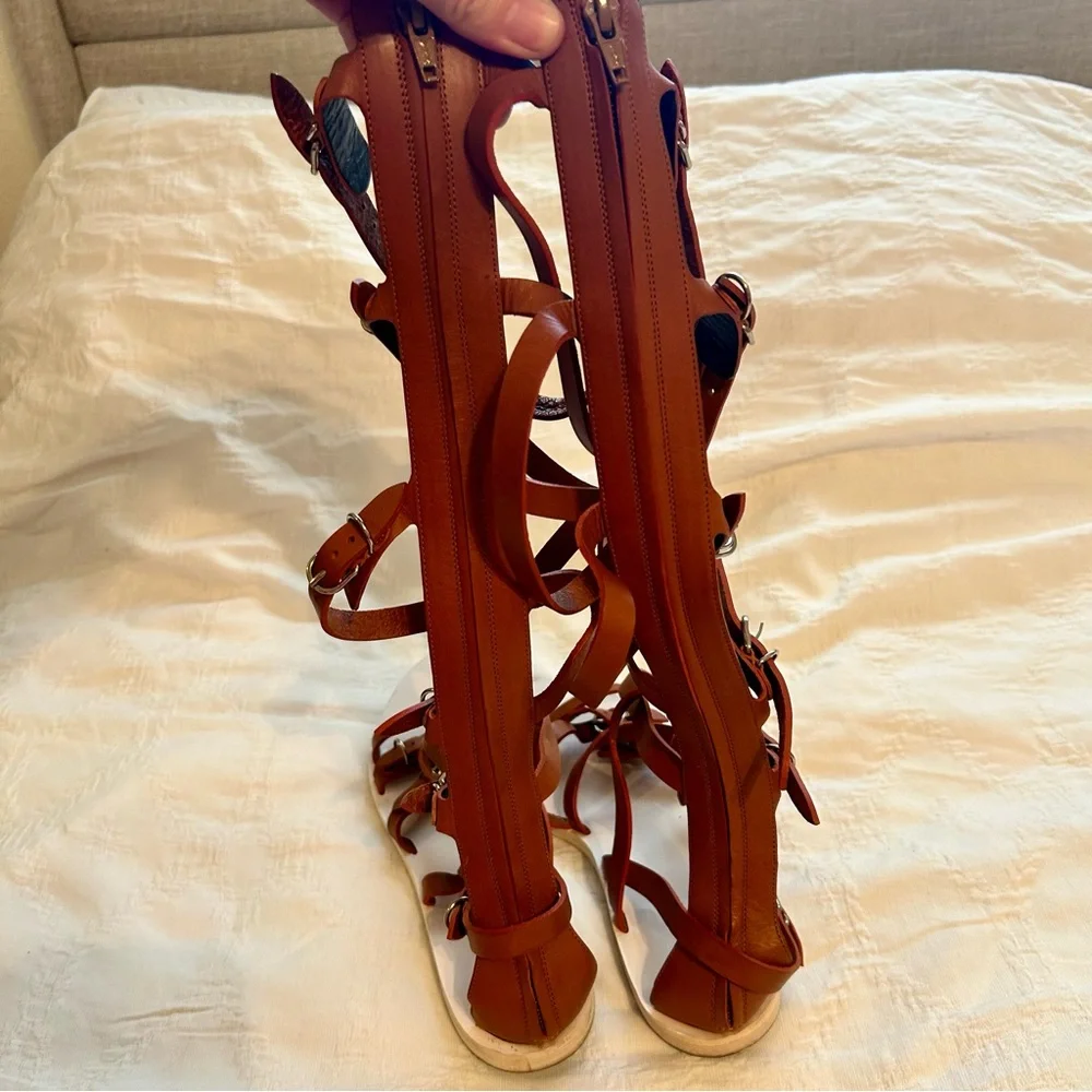 Balenciaga Brown Leather Gladiator Knee-High Sandals - Picture 5 of 8
